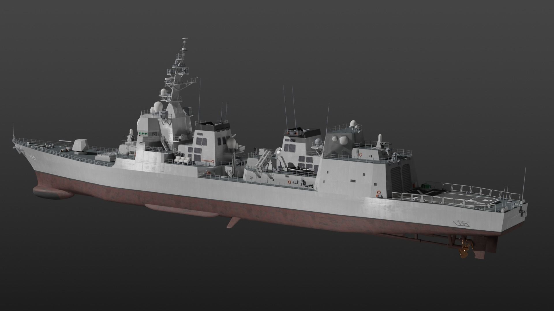 JMSDF Akizuki class destroyer 3D model_7