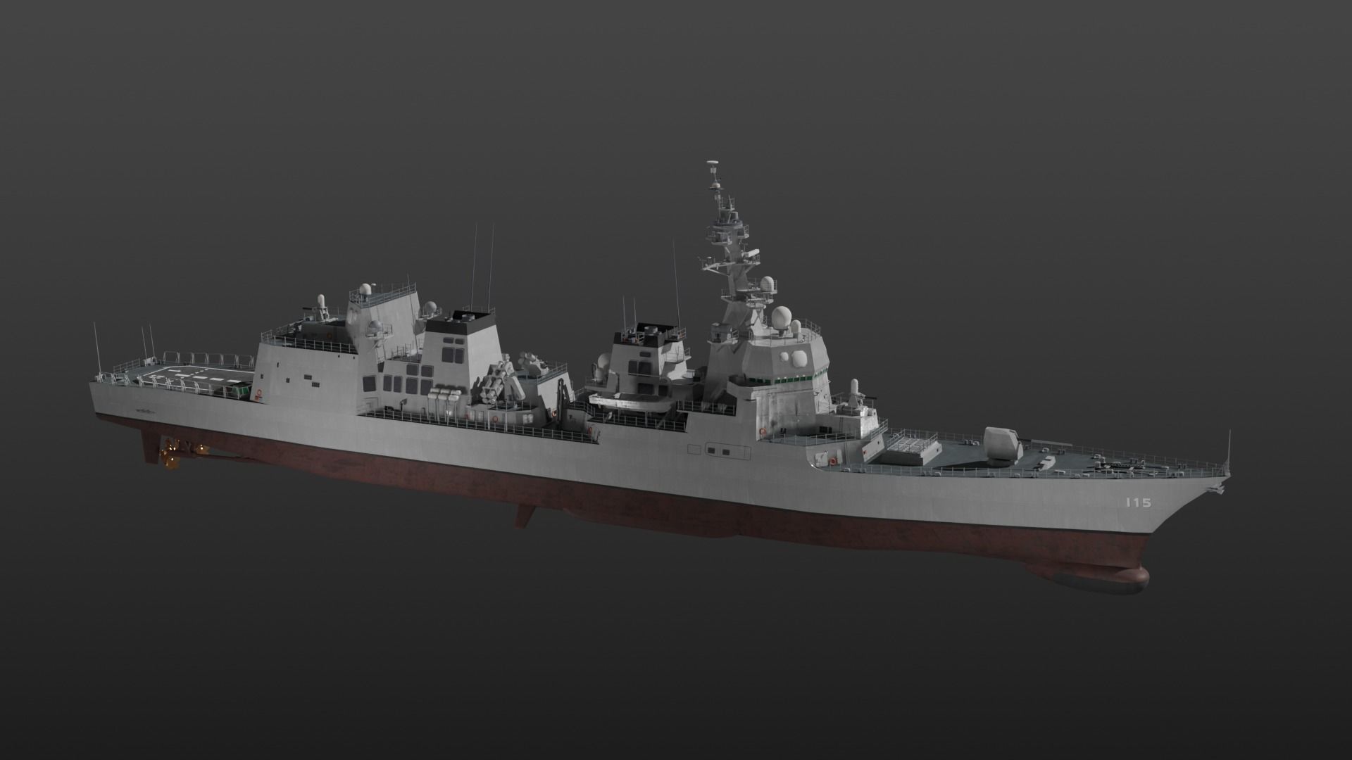 JMSDF Akizuki class destroyer 3D model_3