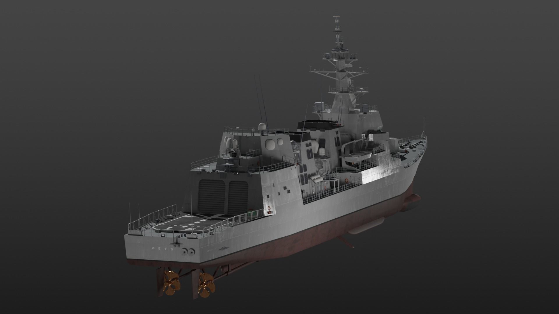 JMSDF Akizuki class destroyer 3D model_5