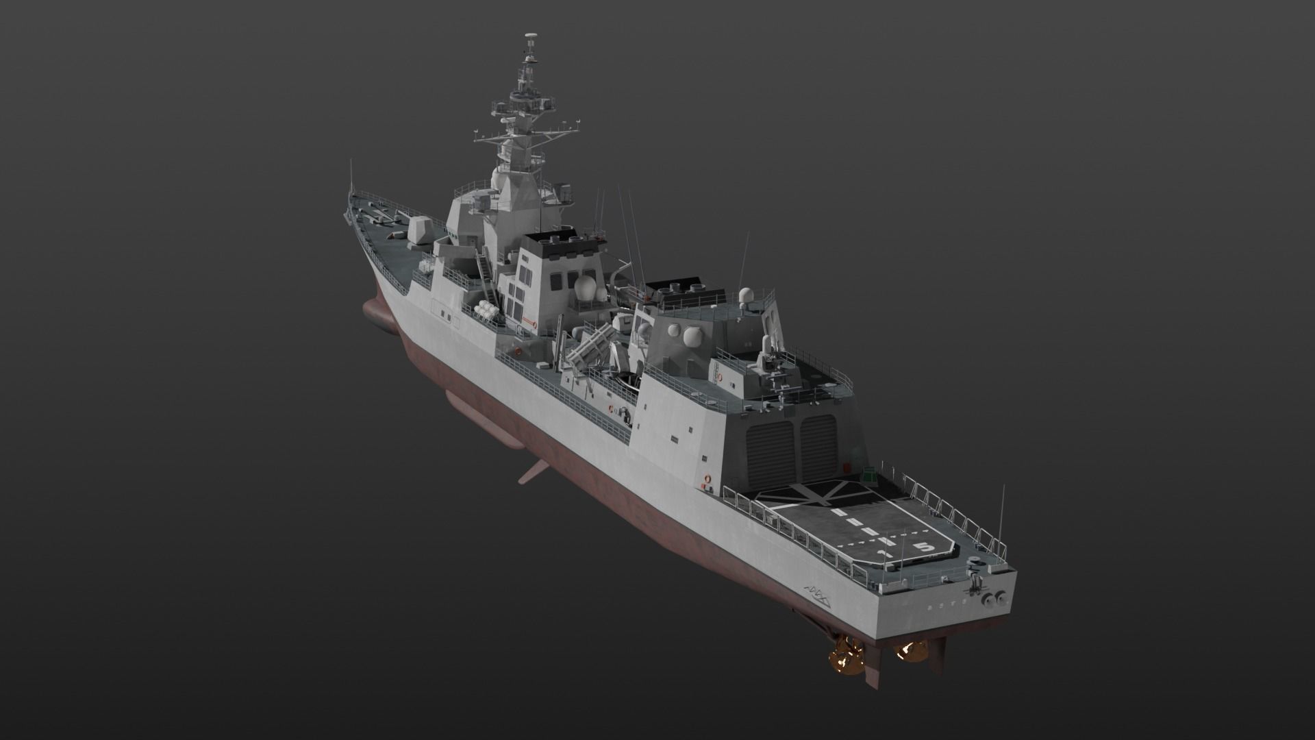 JMSDF Akizuki class destroyer 3D model_6