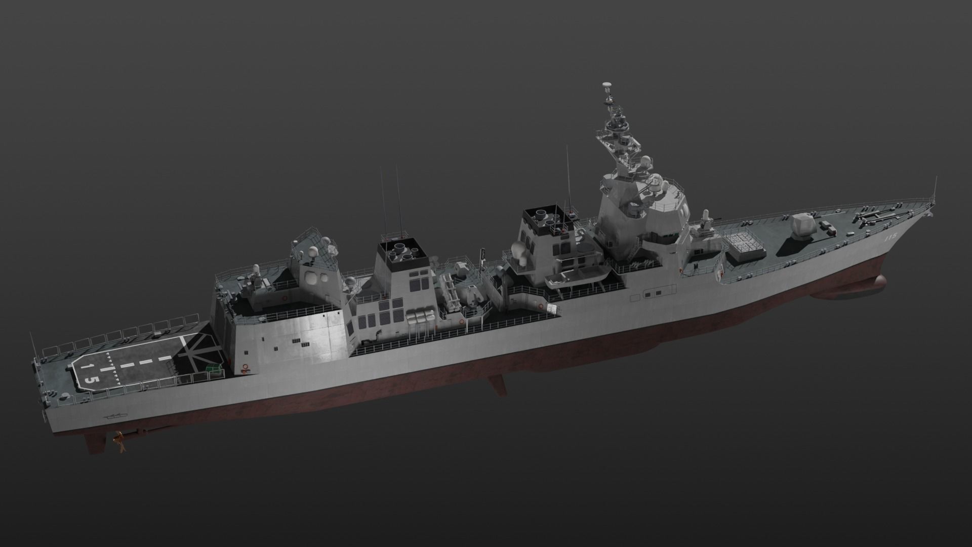JMSDF Akizuki class destroyer 3D model_4