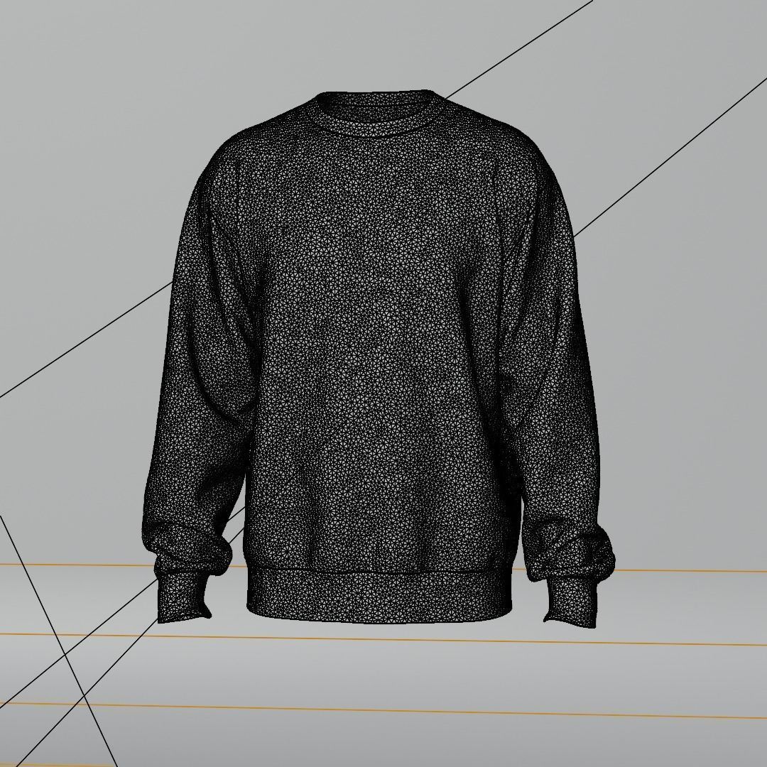 Sweatshirt rib waist with Walking and 360 animation 3D model_4