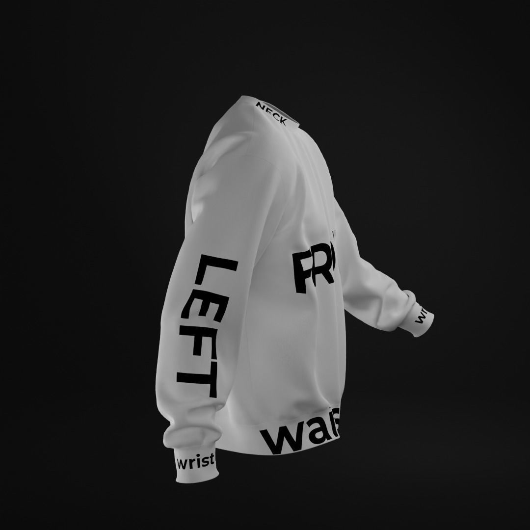 Sweatshirt rib waist with Walking and 360 animation 3D model_1