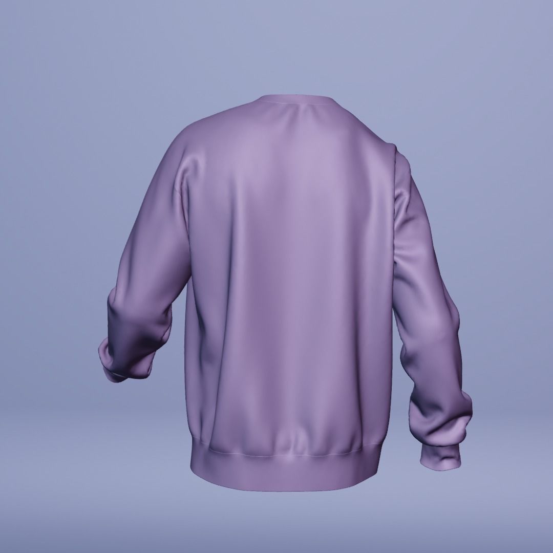 Sweatshirt rib waist with Walking and 360 animation 3D model_7