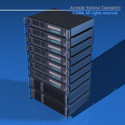Server stack of servers 3D model_2