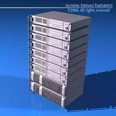 Server stack of servers 3D model