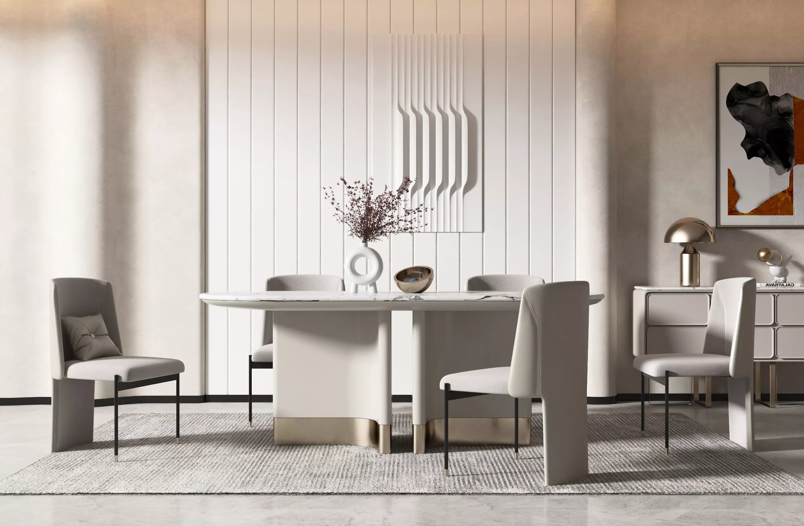 and dining table chair Modern 3D model_0