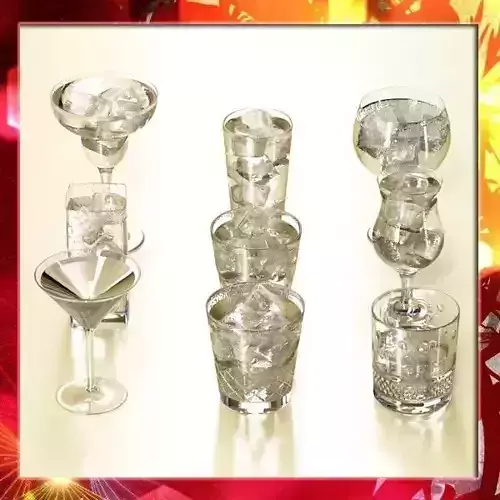 Glassware Collection - 9 glasses and cups 3D model