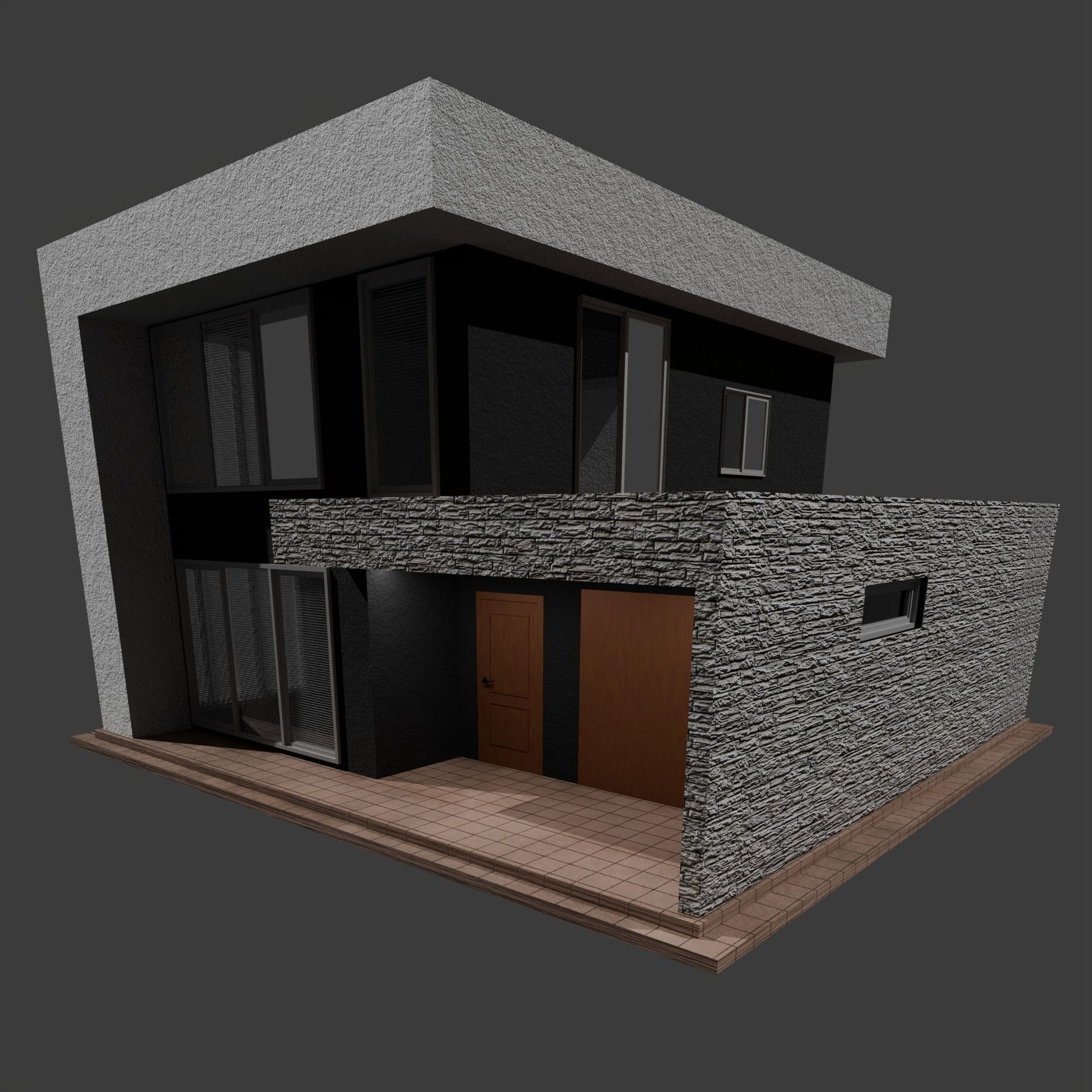 Exterior house model Free low-poly 3D model_1