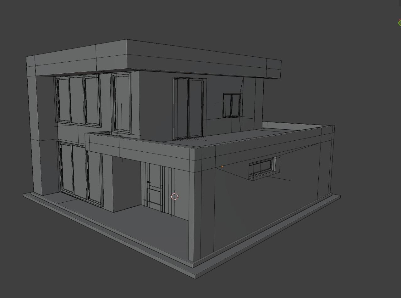 Exterior house model Free low-poly 3D model_3