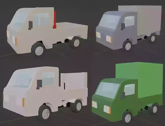 Low-poly 3D model Light truck crane vehicle Power gate vehicle 