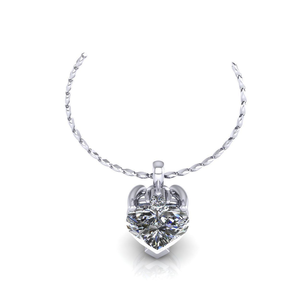Heart Diamond Necklace 3D print model_4