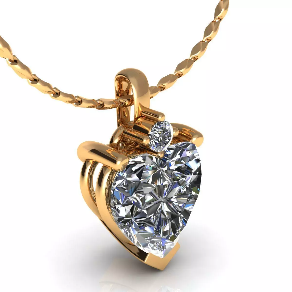 Heart Diamond Necklace 3D print model_0