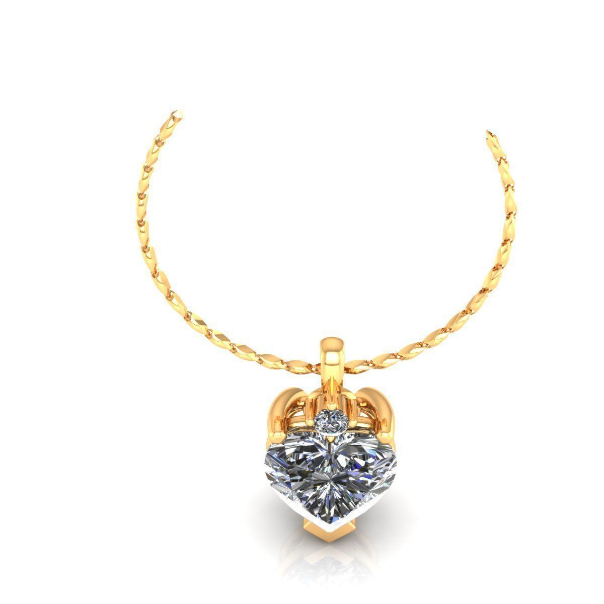 Heart Diamond Necklace 3D print model_5