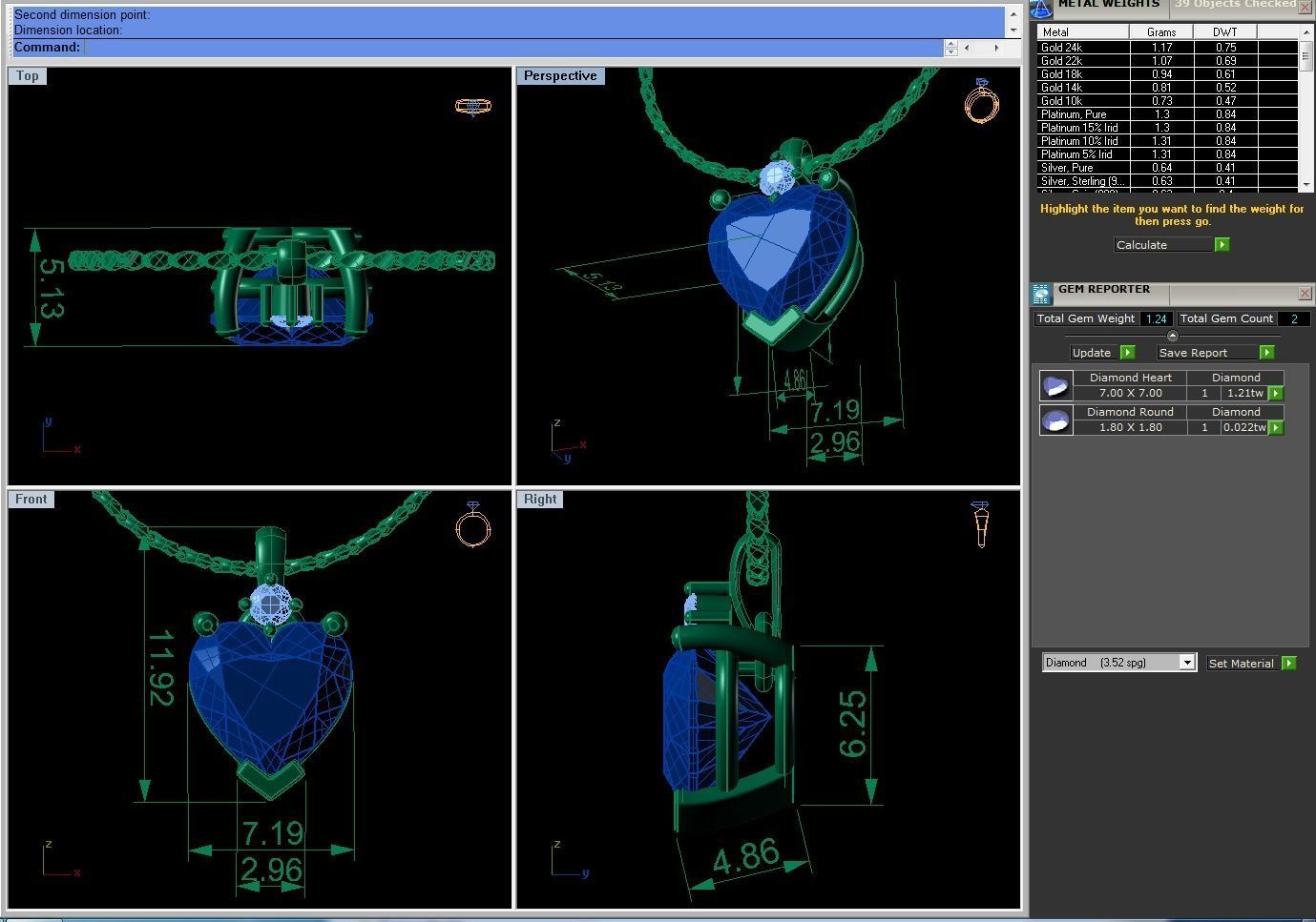 Heart Diamond Necklace 3D print model_8