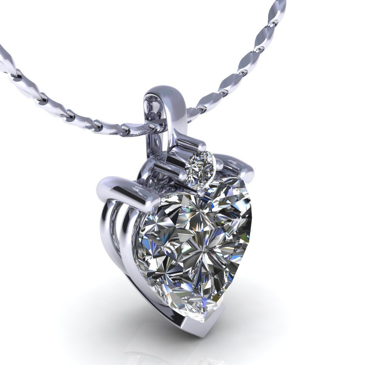 Heart Diamond Necklace 3D print model_2