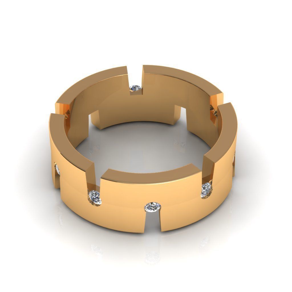 Men Diamond Ring R2 3D print model_1