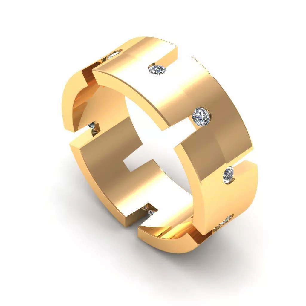 Men Diamond Ring R2 3D print model_0