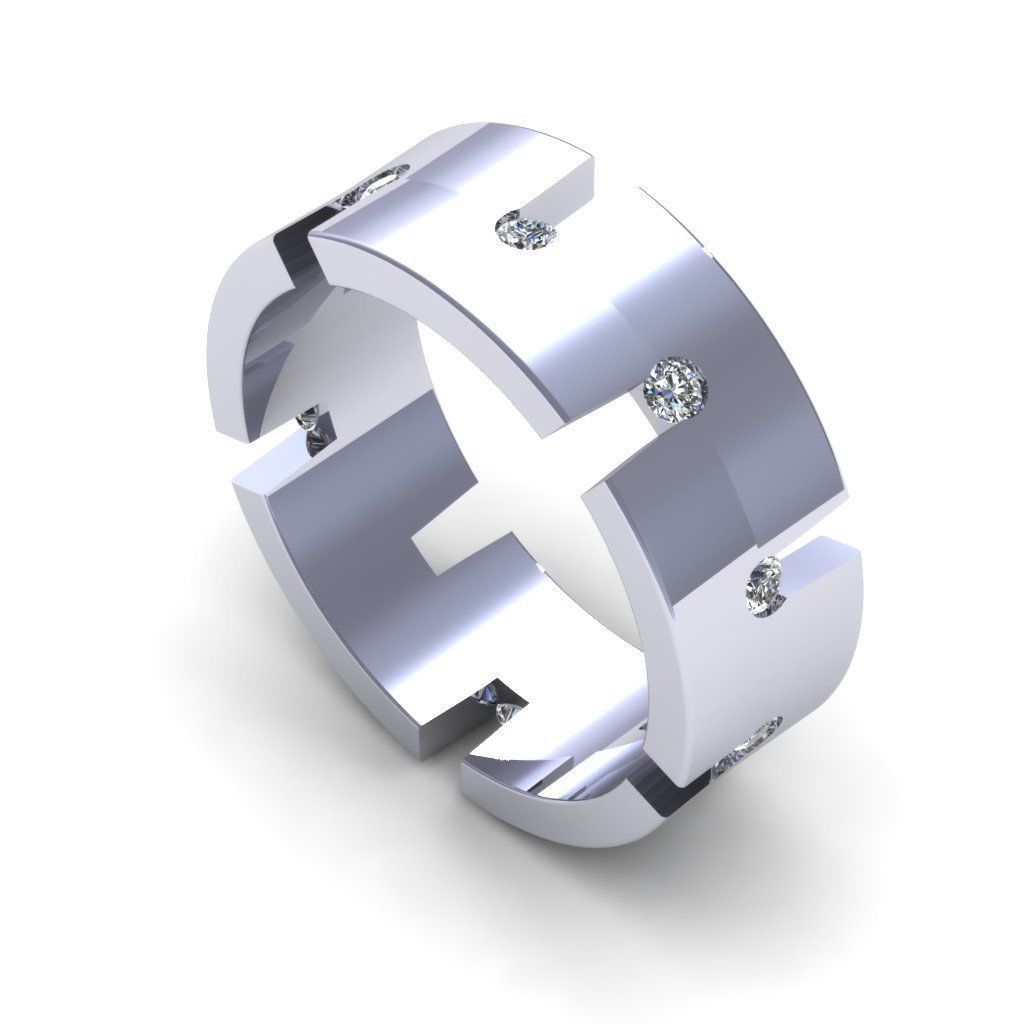 Men Diamond Ring R2 3D print model_2