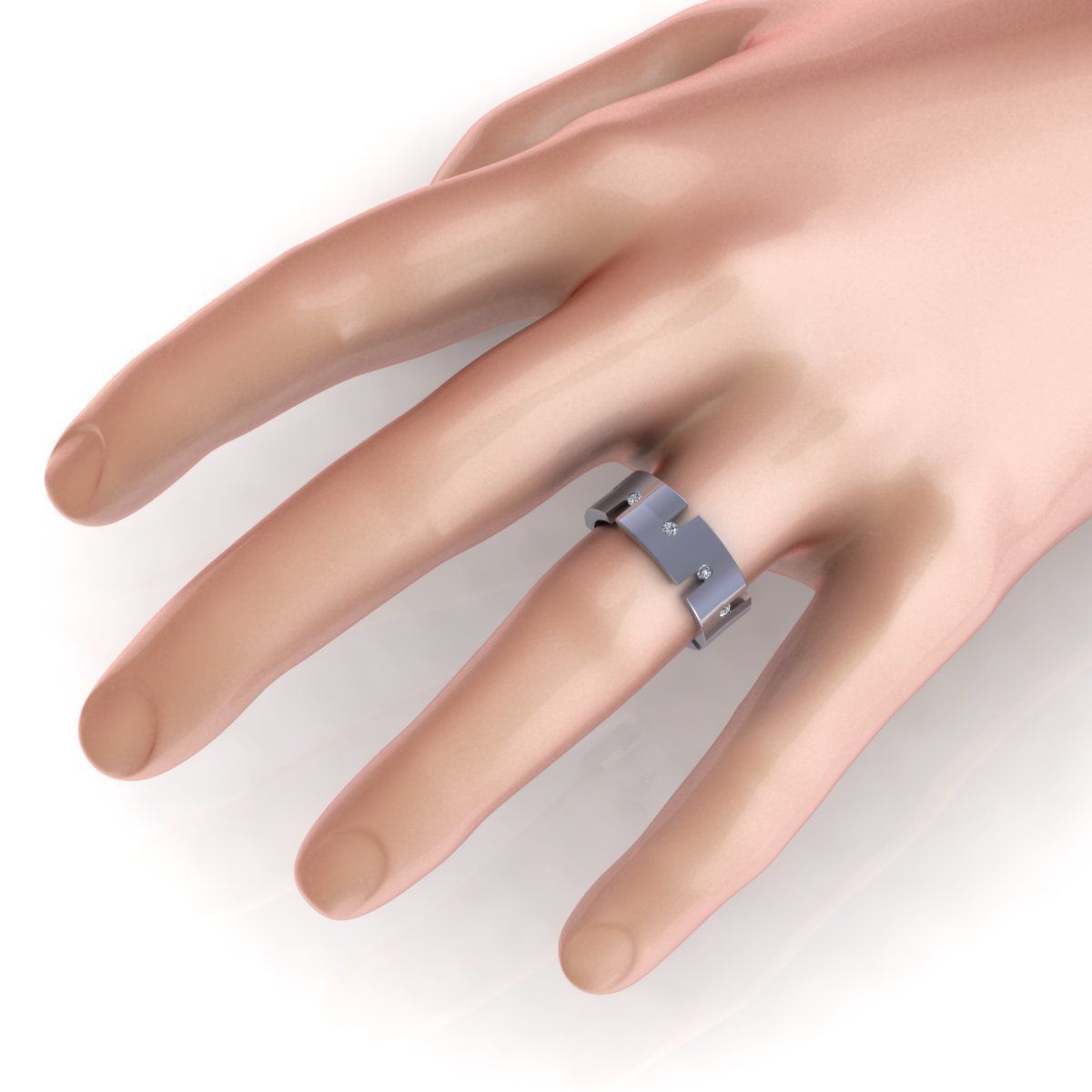 Men Diamond Ring R2 3D print model_9