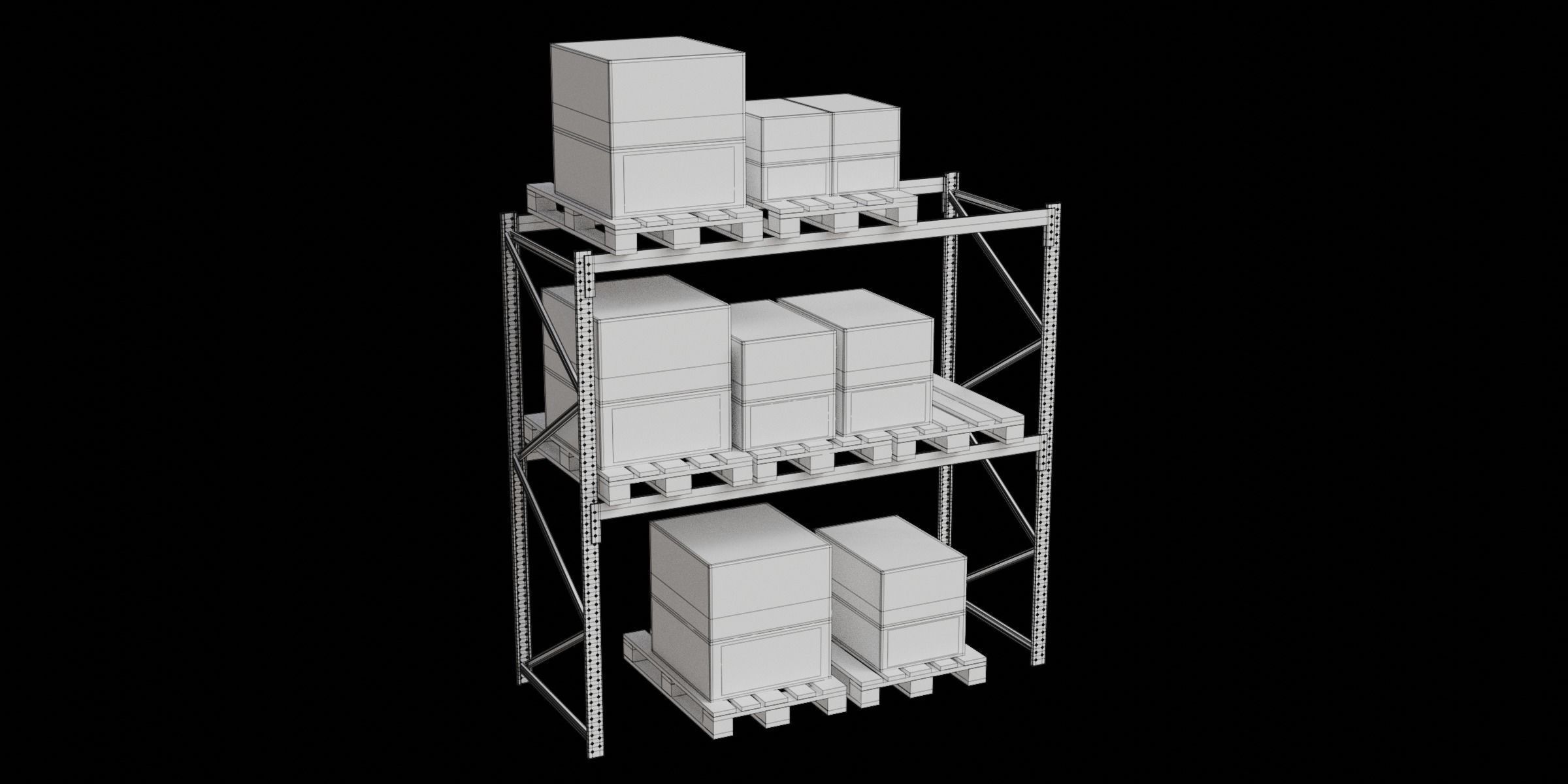 Carton boxes and metal frames Low-poly 3D model_2