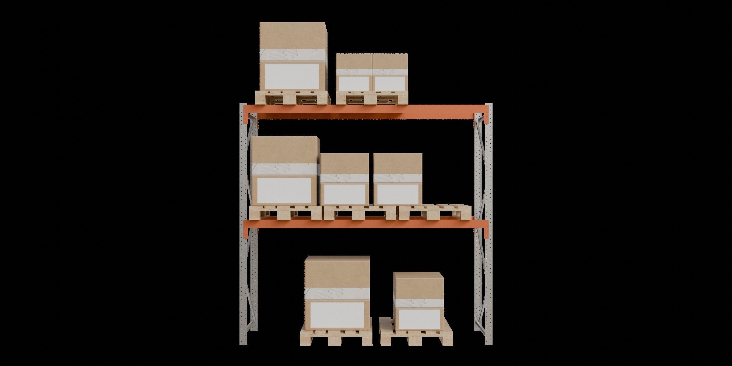 Carton boxes and metal frames Low-poly 3D model_4