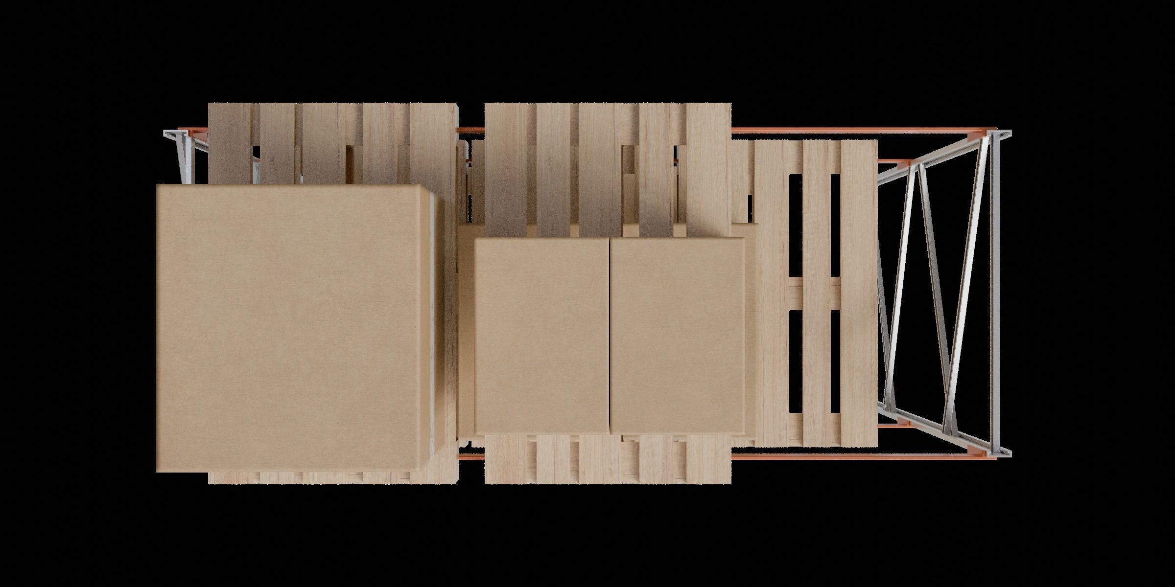 Carton boxes and metal frames Low-poly 3D model_1