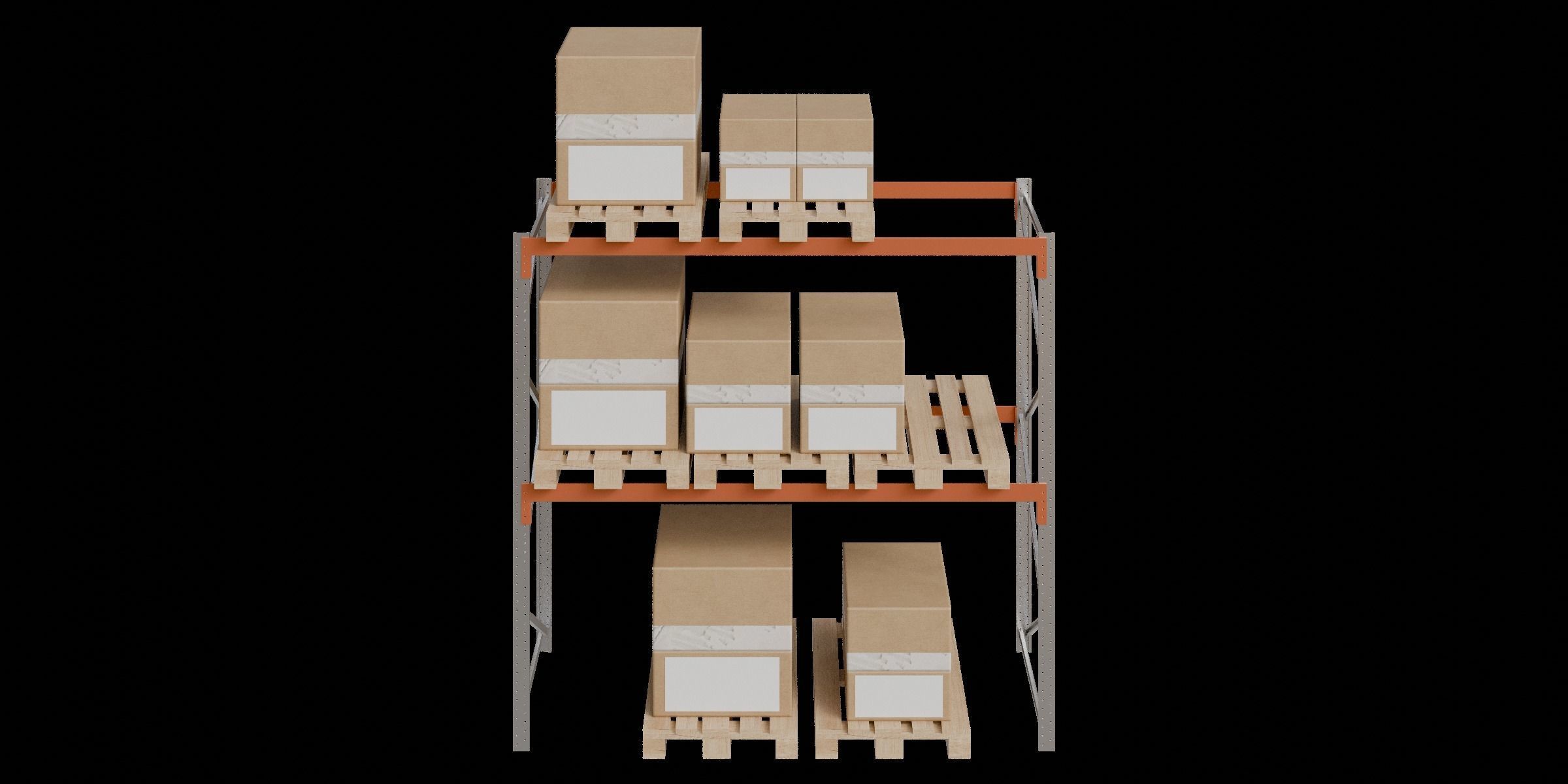 Carton boxes and metal frames Low-poly 3D model_8