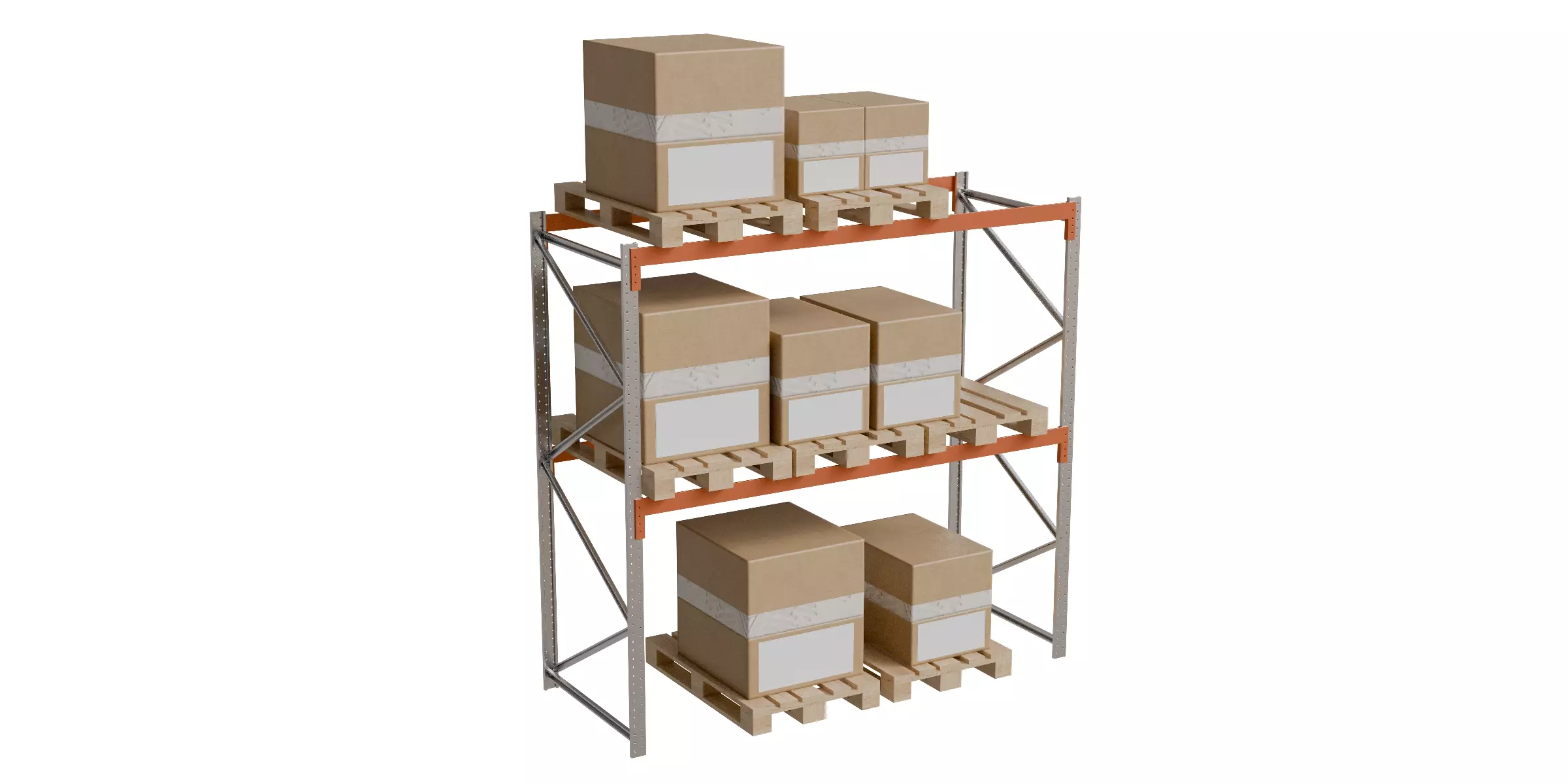 Carton boxes and metal frames Low-poly 3D model_0