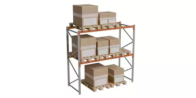 Carton boxes and metal frames Low-poly 3D model