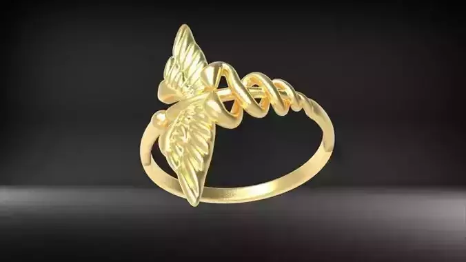 CADUCEUS MEDICAL SYMBOL NOVELTY LADIES RING JEWELRY 3D print model