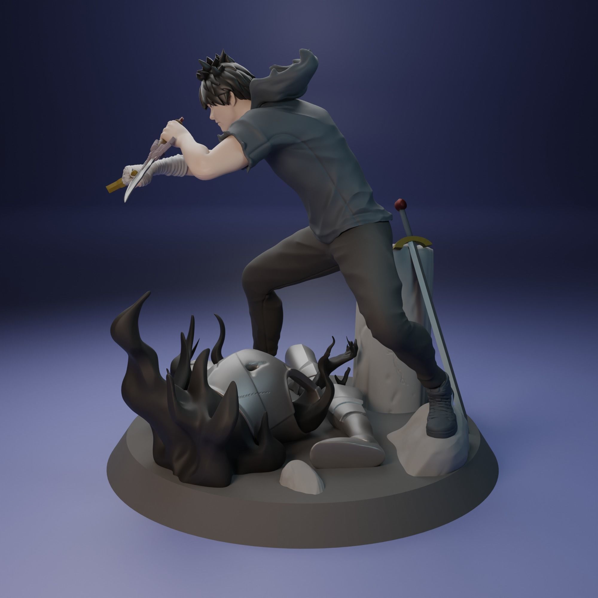 Sung Jin-Woo from Solo Leveling Anime 3D print model_5