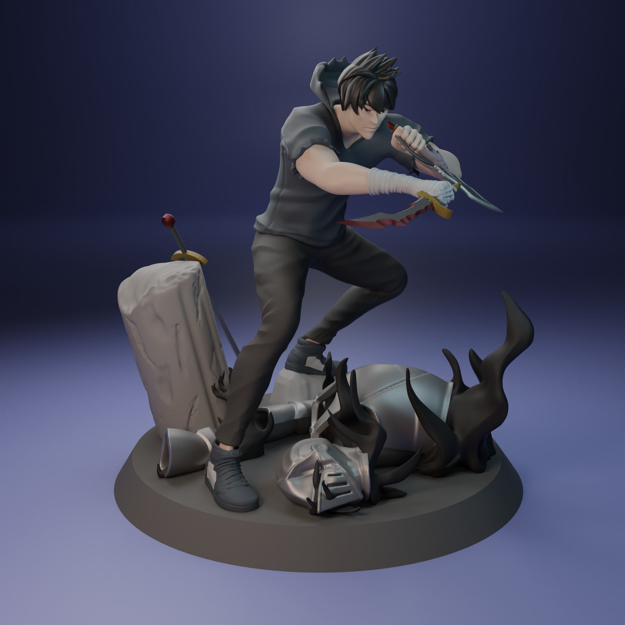 Sung Jin-Woo from Solo Leveling Anime 3D print model_3