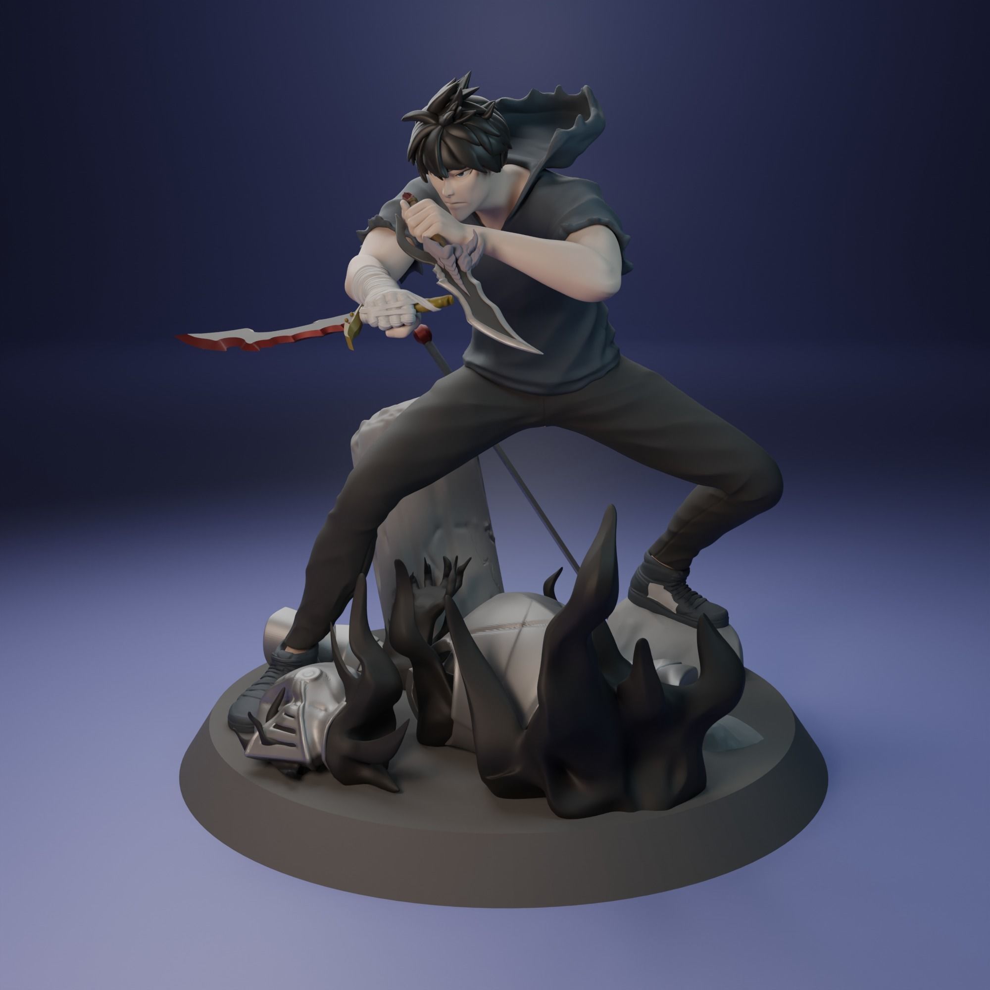 Sung Jin-Woo from Solo Leveling Anime 3D print model_1