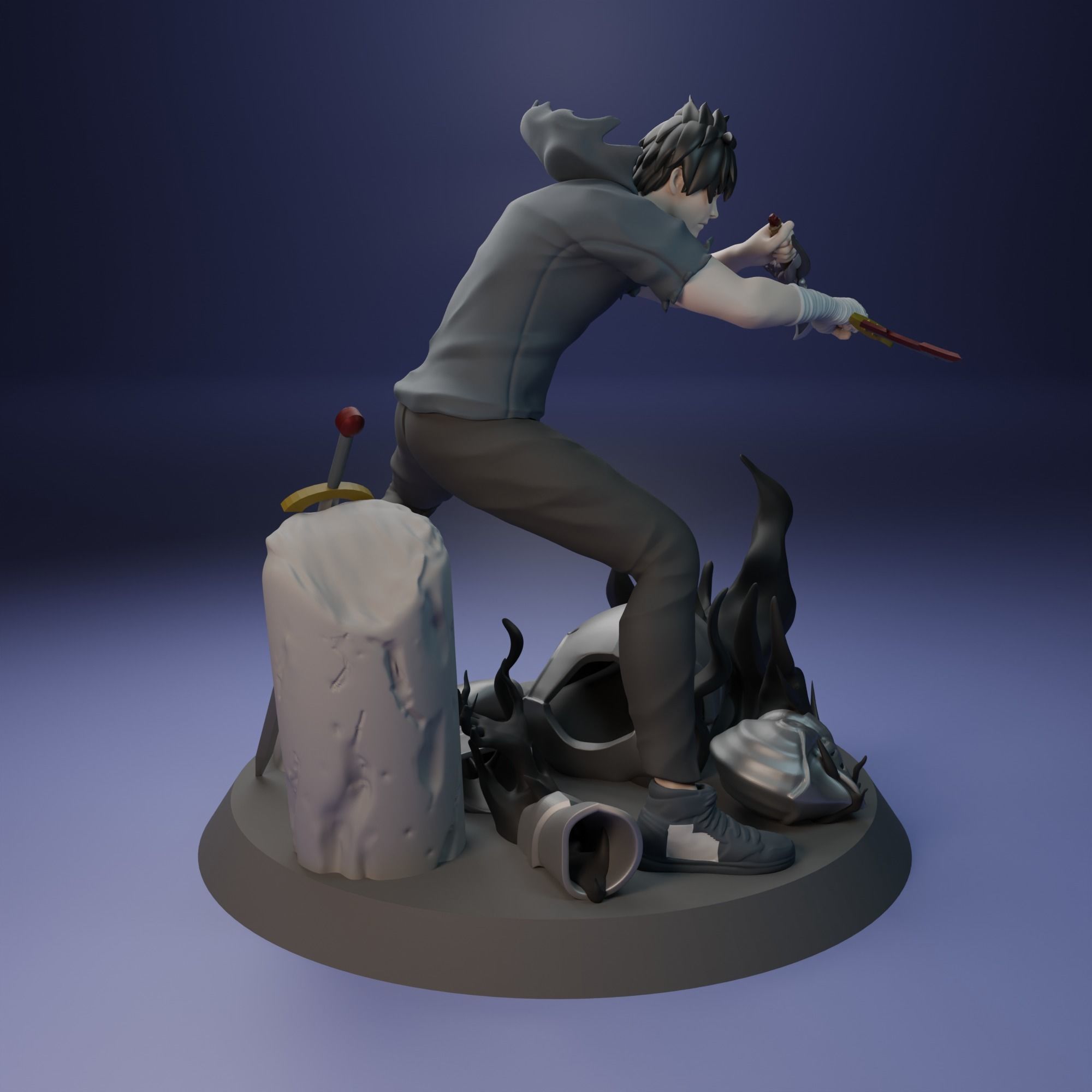 Sung Jin-Woo from Solo Leveling Anime 3D print model_2