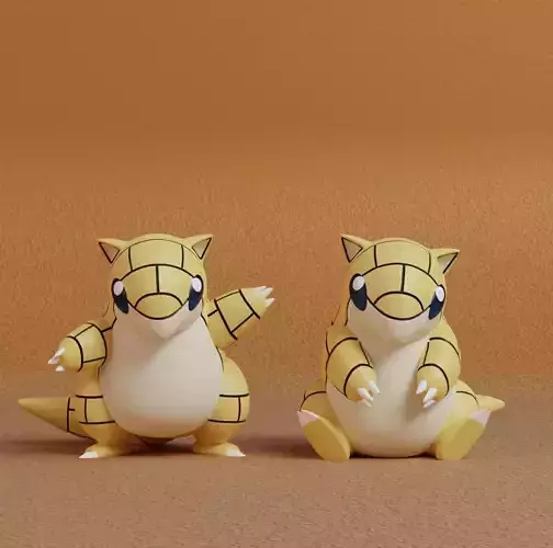 Pokemon - Sandshrew with 2 poses 3D print model