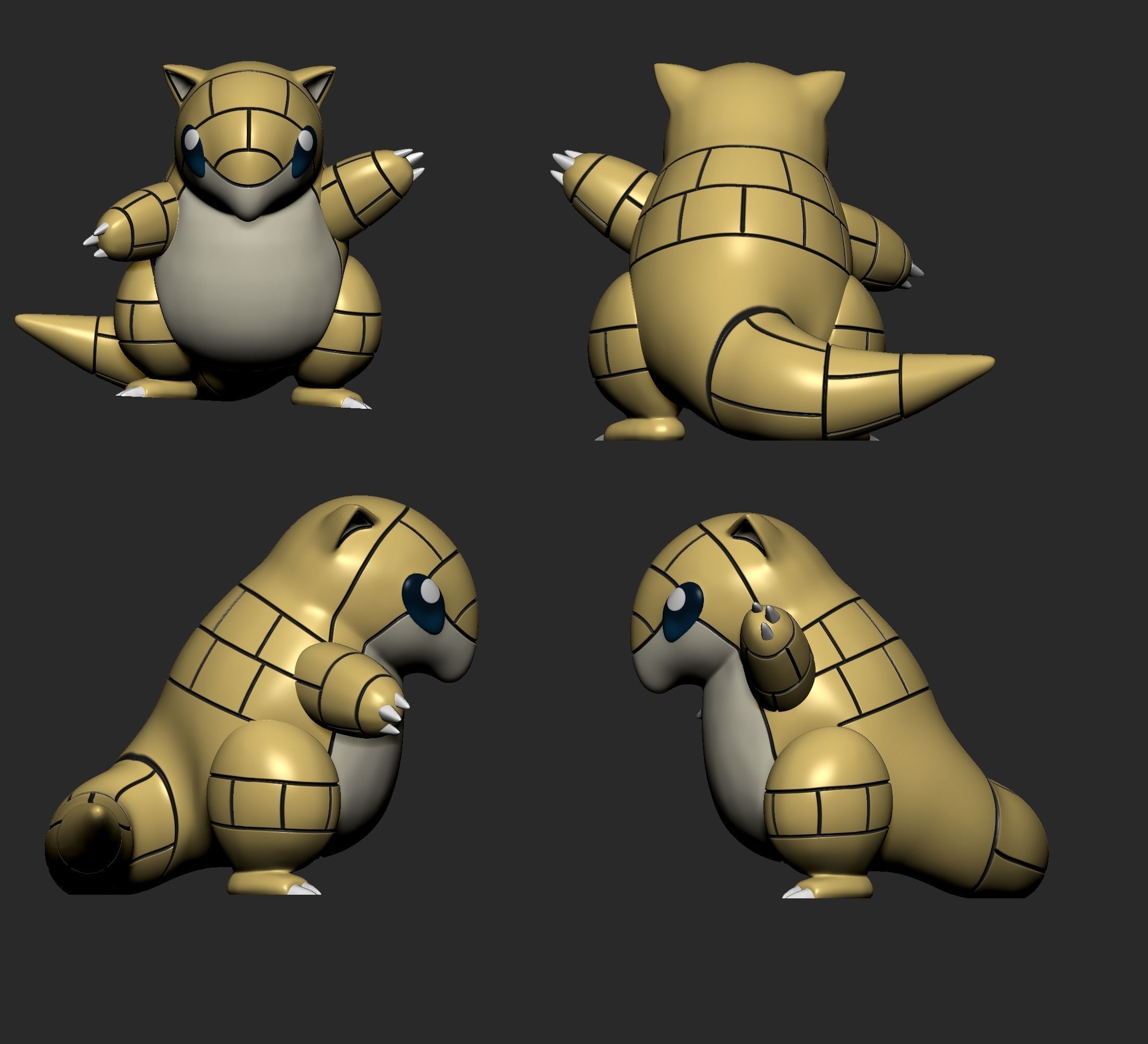 Pokemon - Sandshrew with 2 poses 3D print model_8