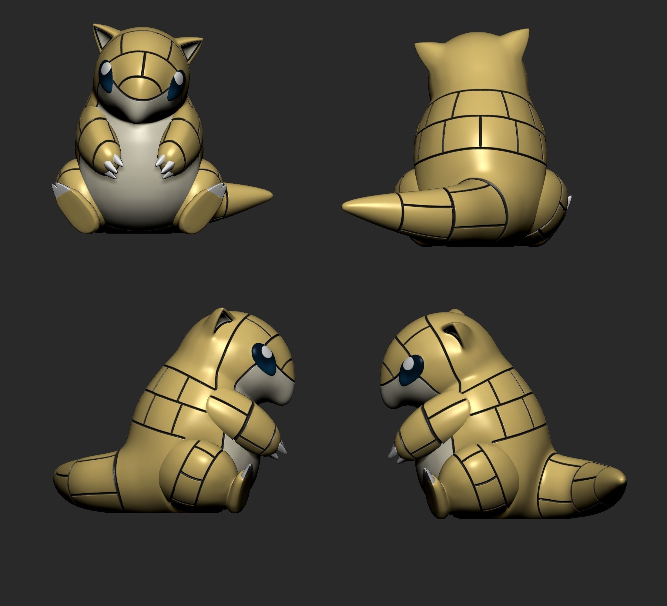Pokemon - Sandshrew with 2 poses 3D print model_4