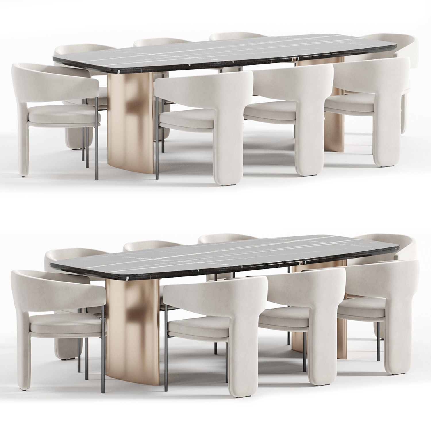  La Redoute Palazzo chair and Dining Table Low-poly 3D model_1