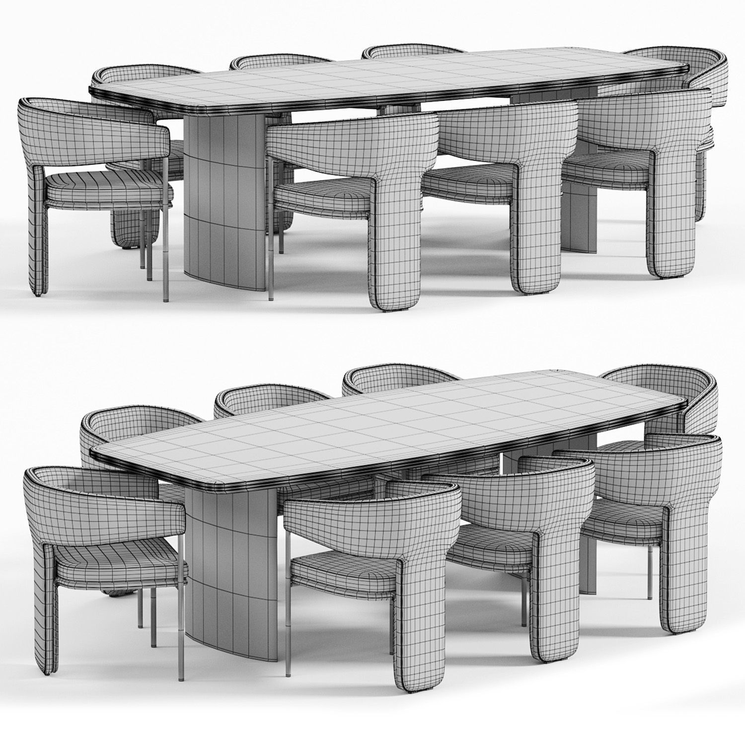  La Redoute Palazzo chair and Dining Table Low-poly 3D model_3