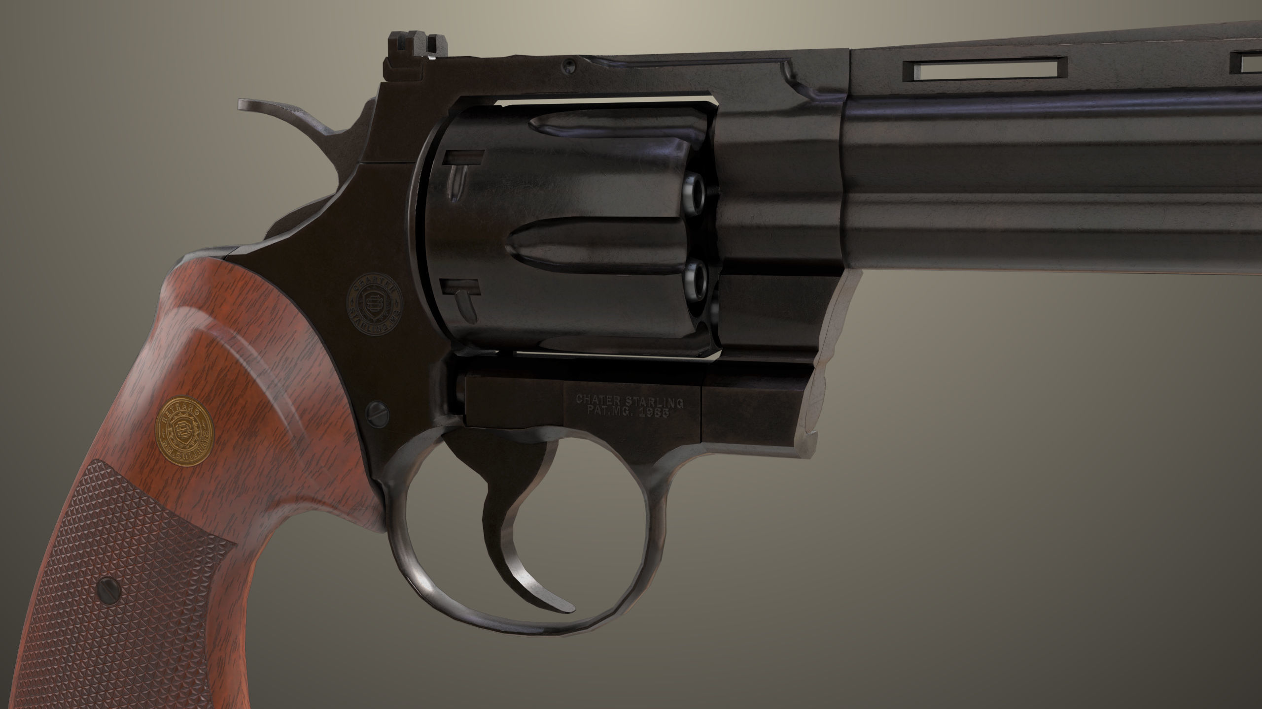 Revolver 05 Black Colt Python All PBR Unity UE Textures Low-poly 3D model_12