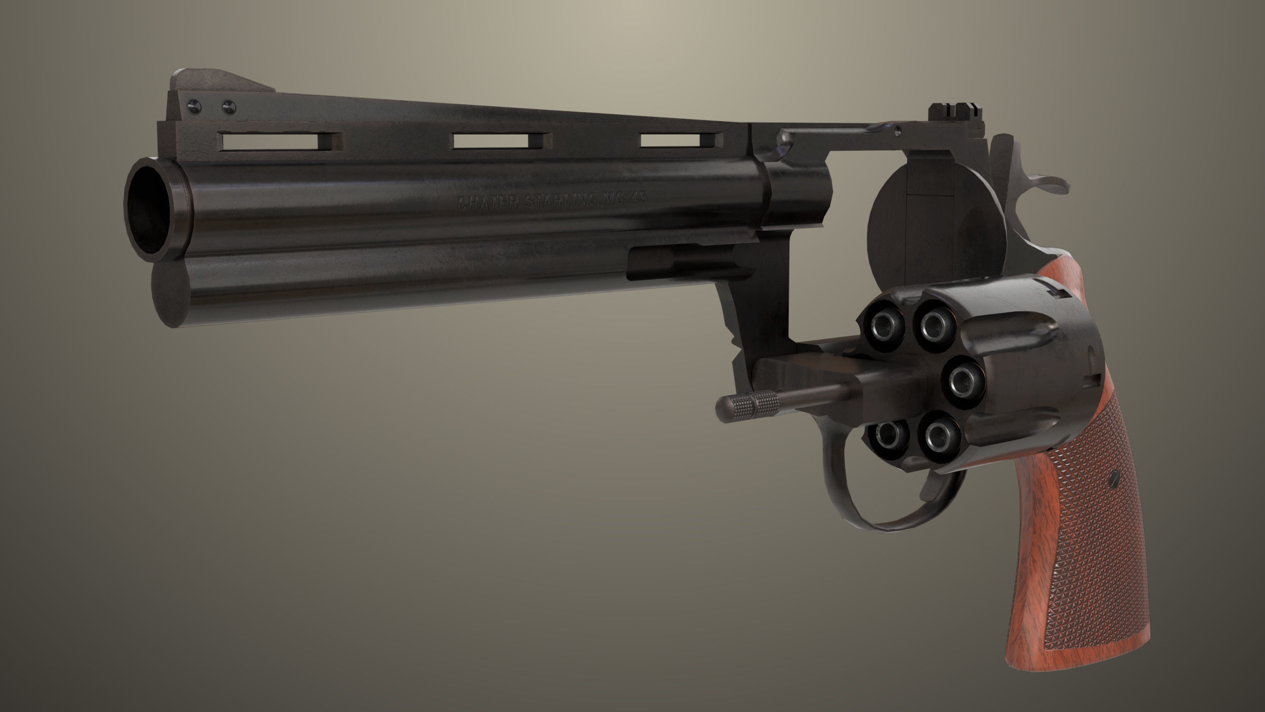 Revolver 05 Black Colt Python All PBR Unity UE Textures Low-poly 3D model_17