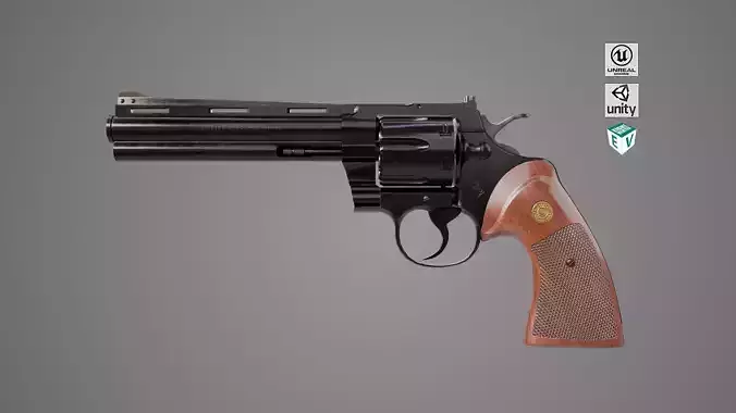 Revolver 05 Black Colt Python All PBR Unity UE Textures Low-poly 3D model Revolver 05 Black Colt Python All PBR Unity UE Textures Low-poly 3D model