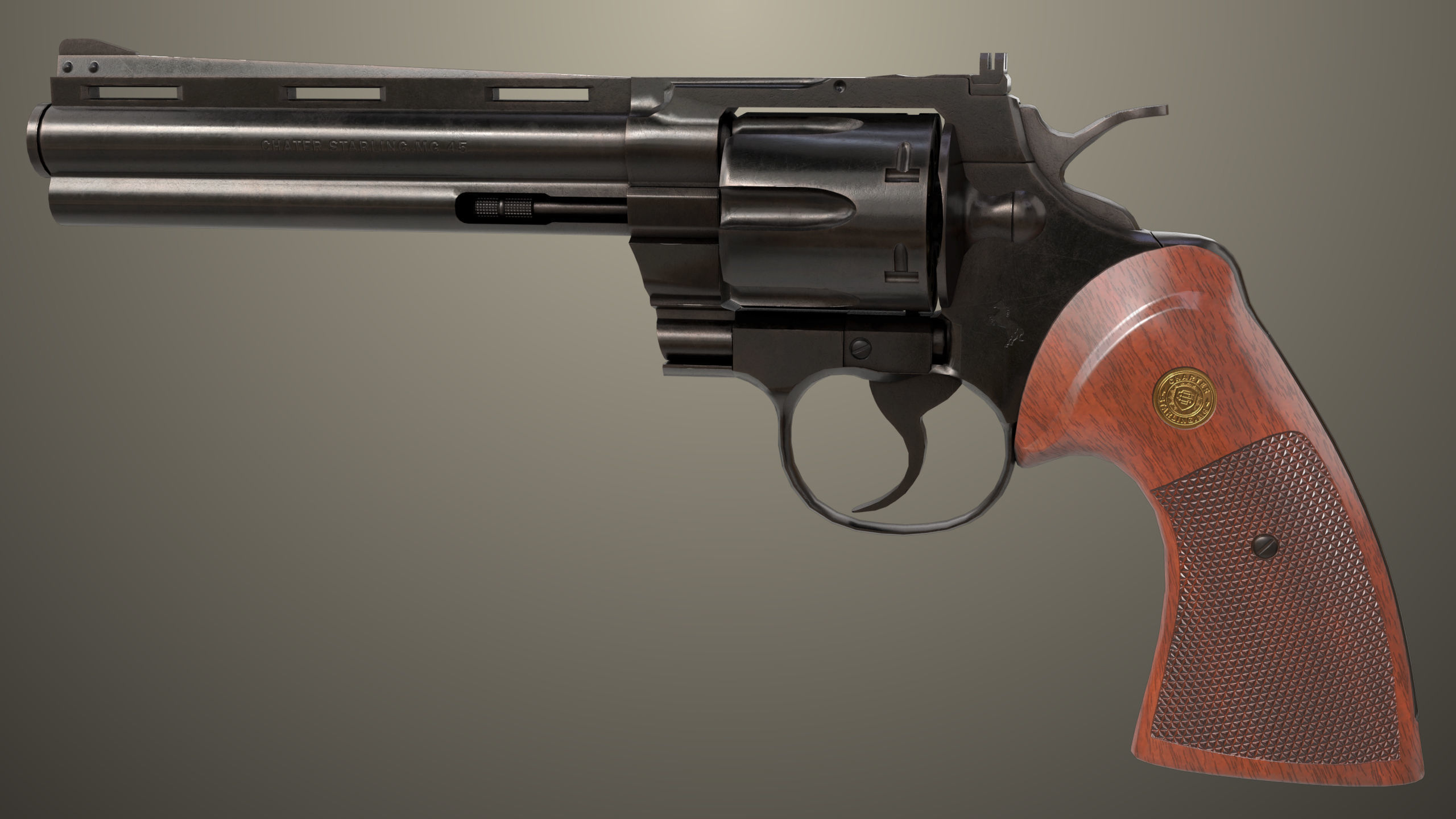 Revolver 05 Black Colt Python All PBR Unity UE Textures Low-poly 3D model_8