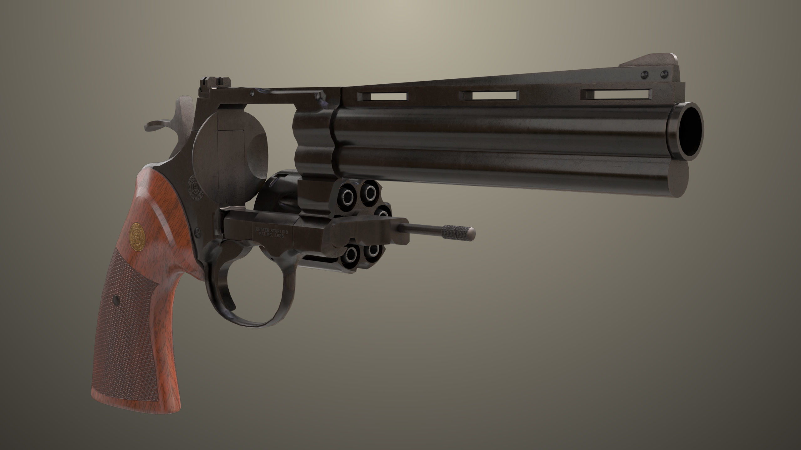 Revolver 05 Black Colt Python All PBR Unity UE Textures Low-poly 3D model_16