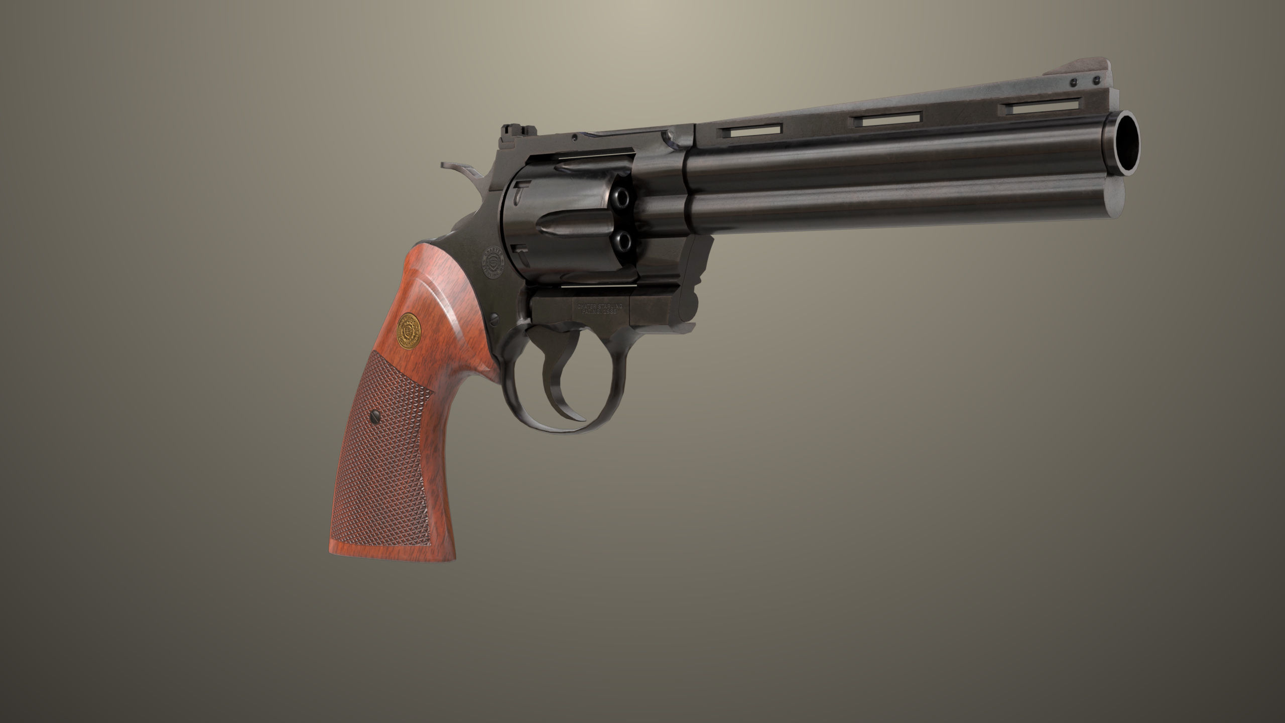 Revolver 05 Black Colt Python All PBR Unity UE Textures Low-poly 3D model_3