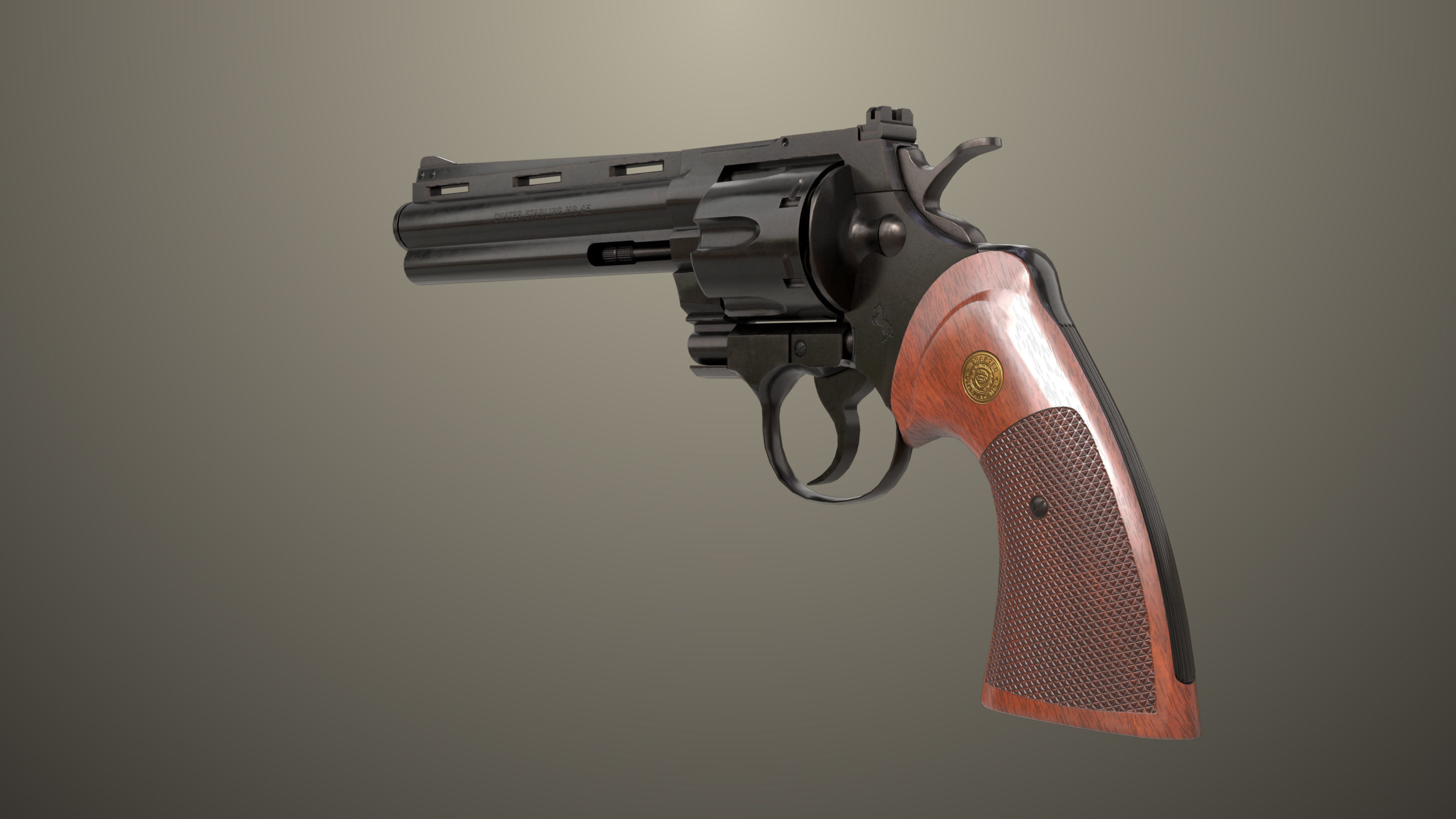 Revolver 05 Black Colt Python All PBR Unity UE Textures Low-poly 3D model_7