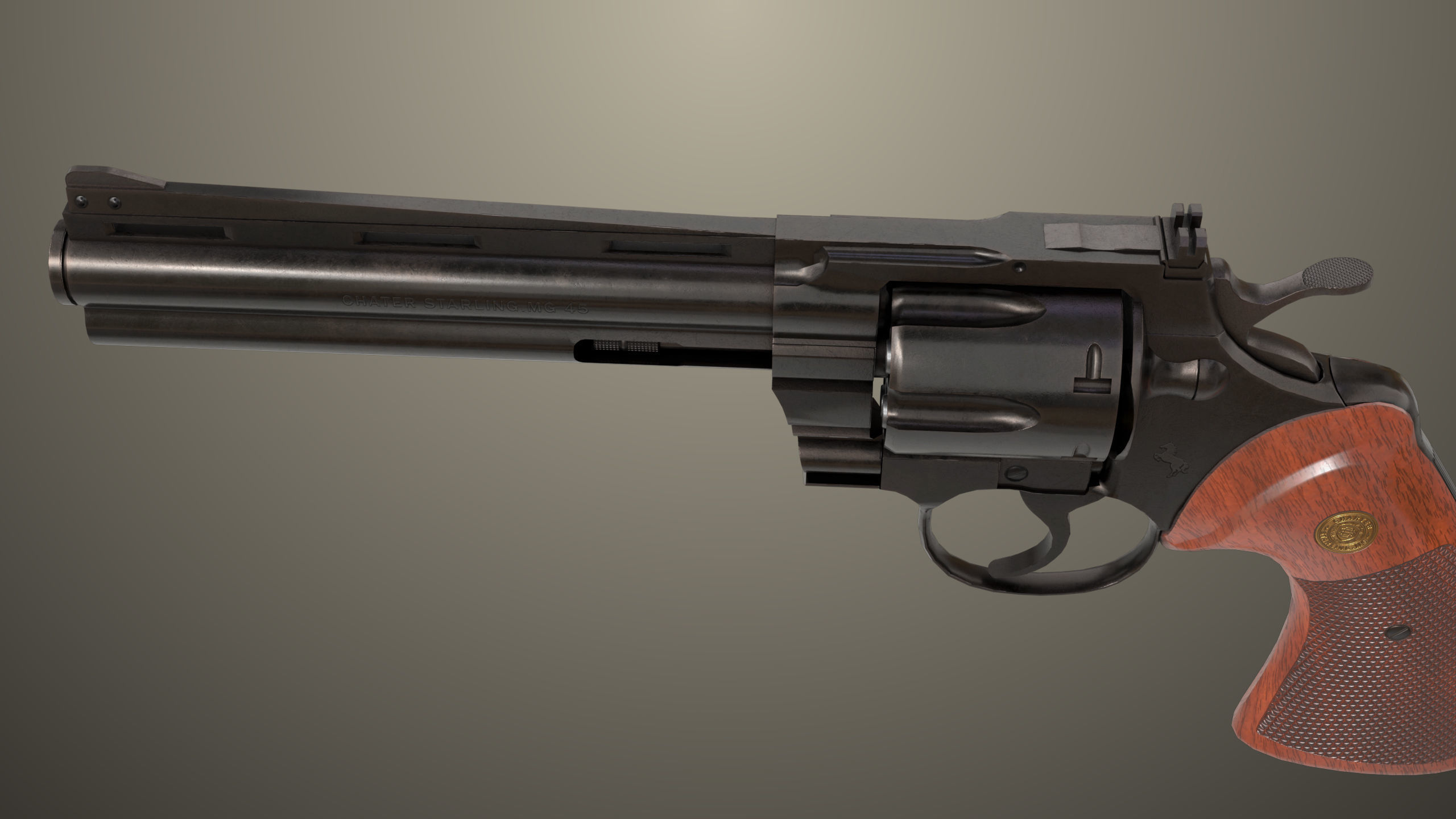 Revolver 05 Black Colt Python All PBR Unity UE Textures Low-poly 3D model_9