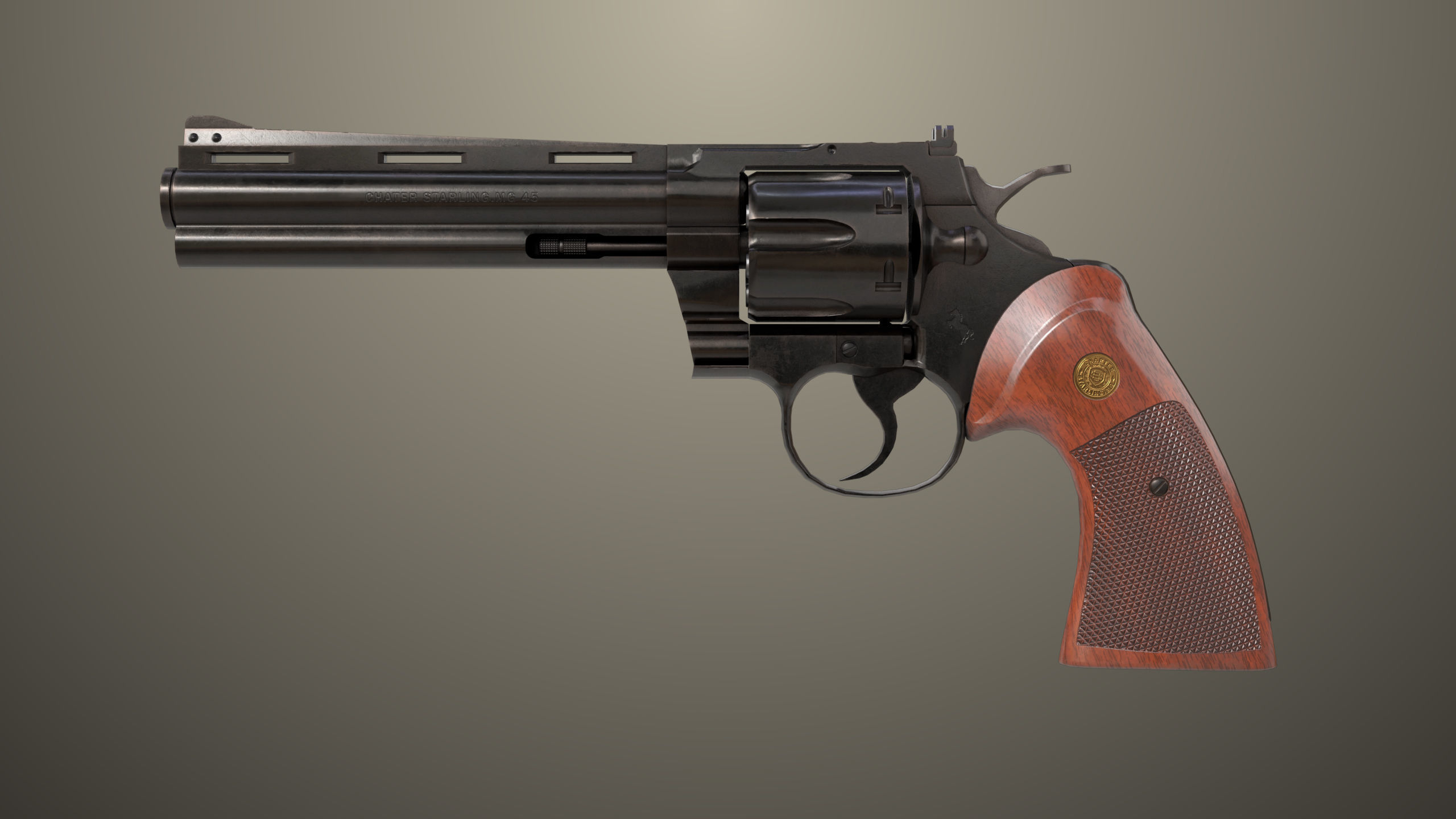 Revolver 05 Black Colt Python All PBR Unity UE Textures Low-poly 3D model_1