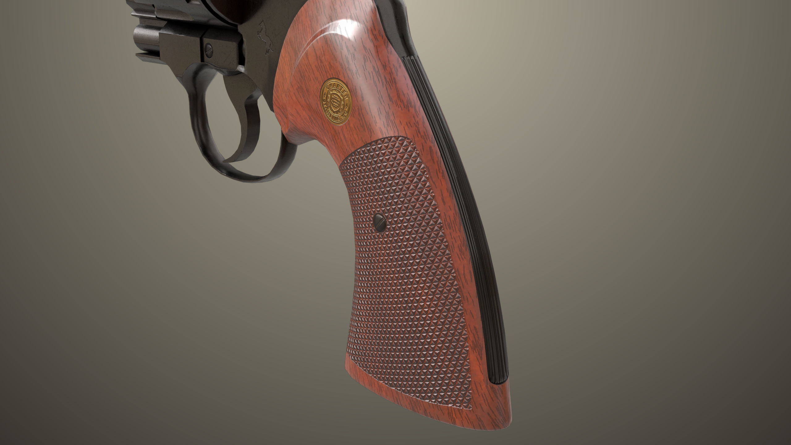 Revolver 05 Black Colt Python All PBR Unity UE Textures Low-poly 3D model_10